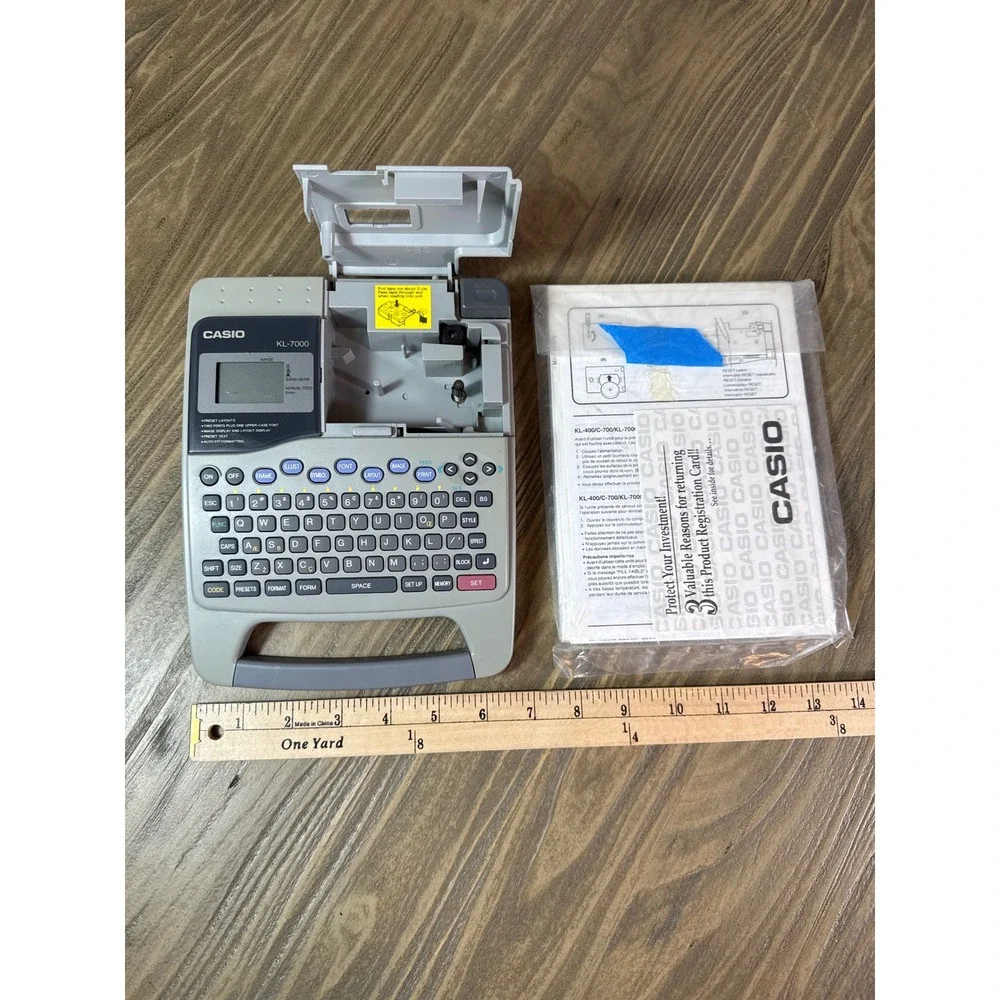 Vintage Casio KL-7000 EZ-Label Printer Portable Label Maker Gray Manual Works